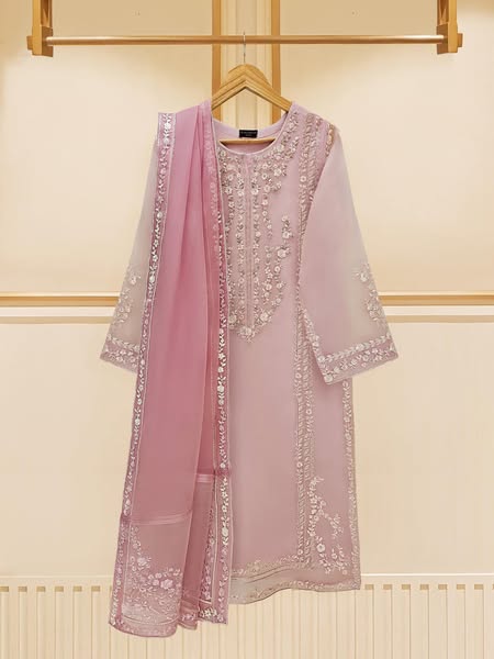 AGHANOOR 3 PIECE - PURE ORGANZA EMBROIDERED SUIT