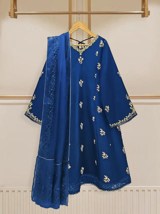 PURE RAW SILK EMBROIDERED SUIT