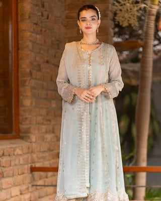 Chiffon with zari boti work