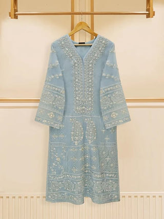 AGHANOOR 3 PIECE - PURE COTTON NET EMBROIDERED SUIT