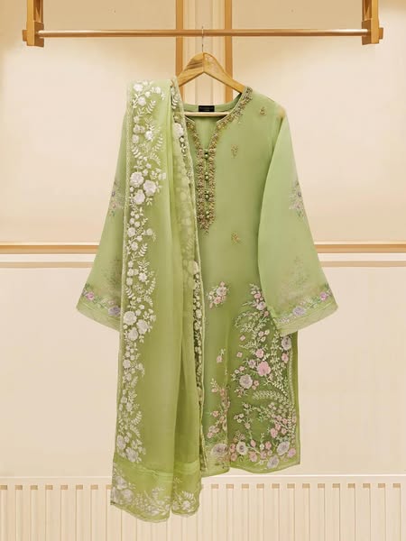 AGHANOOR 3 PIECE - PURE ORGANZA EMBROIDERED SUIT