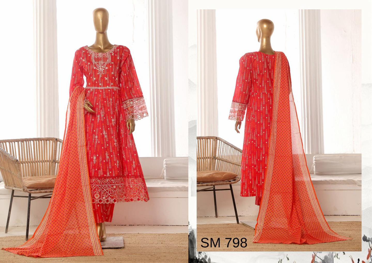 BIN SAEED EMBROIDERED LAWN FROCKS 3PCS STITCHED COLLECTION