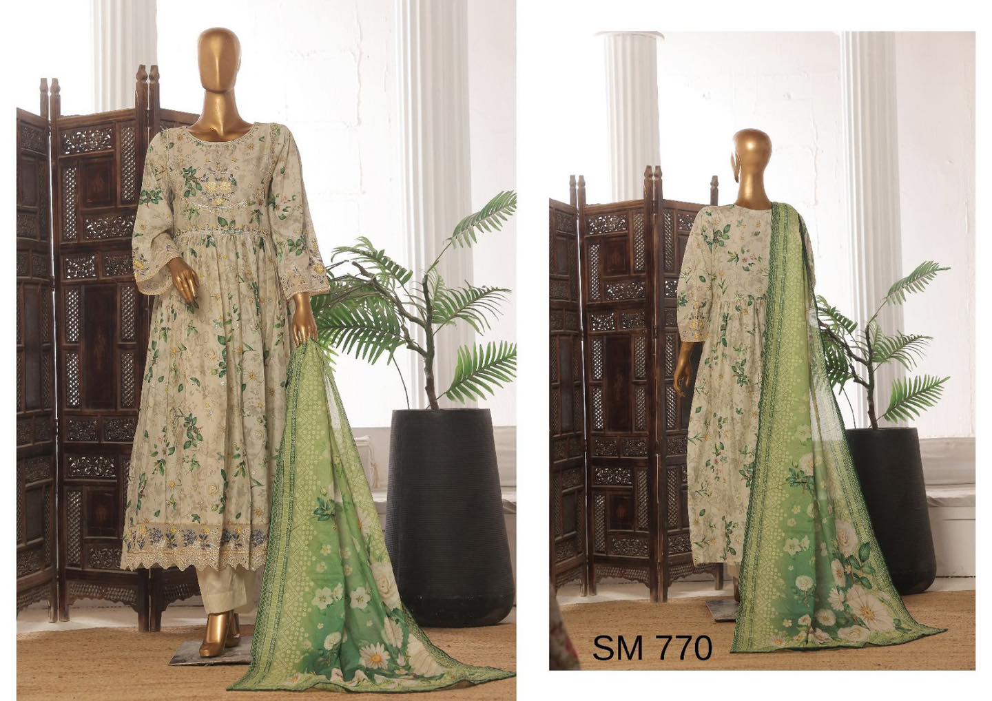 BIN SAEED EMBROIDERED LAWN FROCKS 3PCS STITCHED COLLECTION