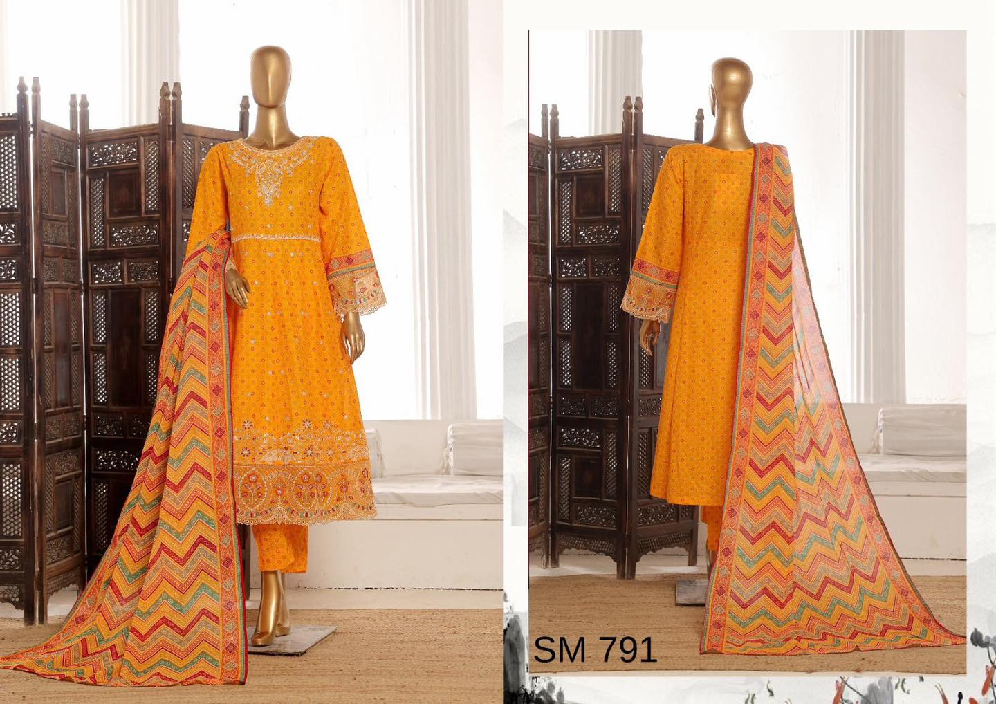 BIN SAEED EMBROIDERED LAWN FROCKS 3PCS STITCHED COLLECTION