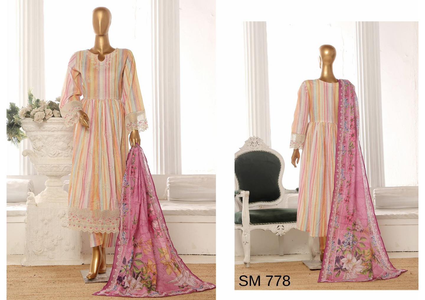 BIN SAEED EMBROIDERED LAWN FROCKS 3PCS STITCHED COLLECTION