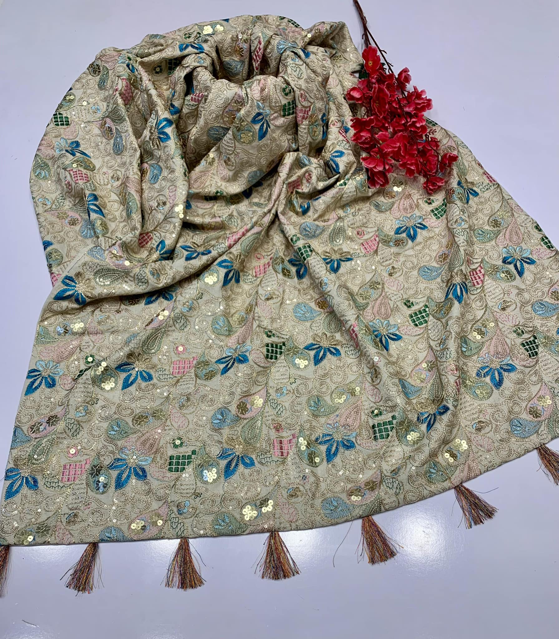 Original pure karandi heavy embroidery and work shawls